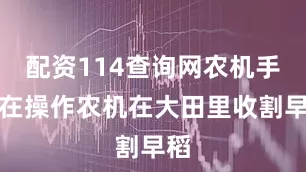 配资114查询网农机手正在操作农机在大田里收割早稻